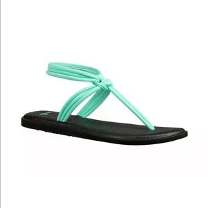 Sanuk 11 Women's Yoga Mat Sunshine Beach Sandal Flip-Flops Green Knotted
